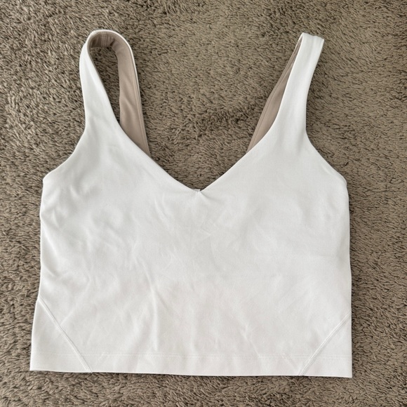 lululemon athletica Tops - Lululemon Athletica White and Tan Crop Top